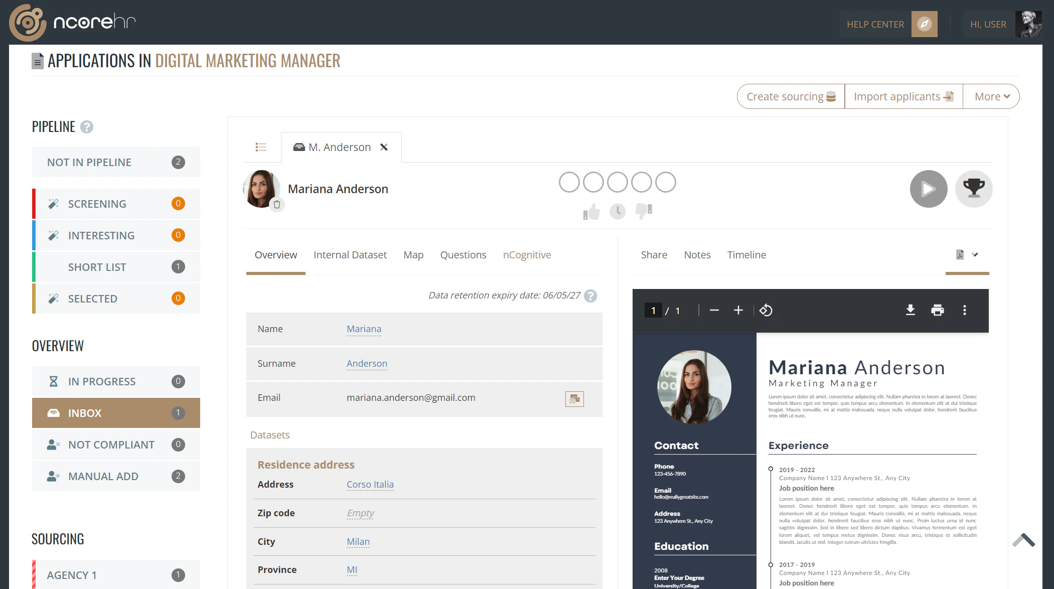 screenshot of nCore HR